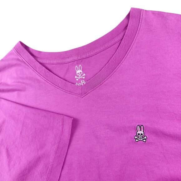 Psycho Bunny Other - Psycho Bunny Pink Mens 3XL Classic V-Neck T-shirt Plum Ice Purple Robert Godley